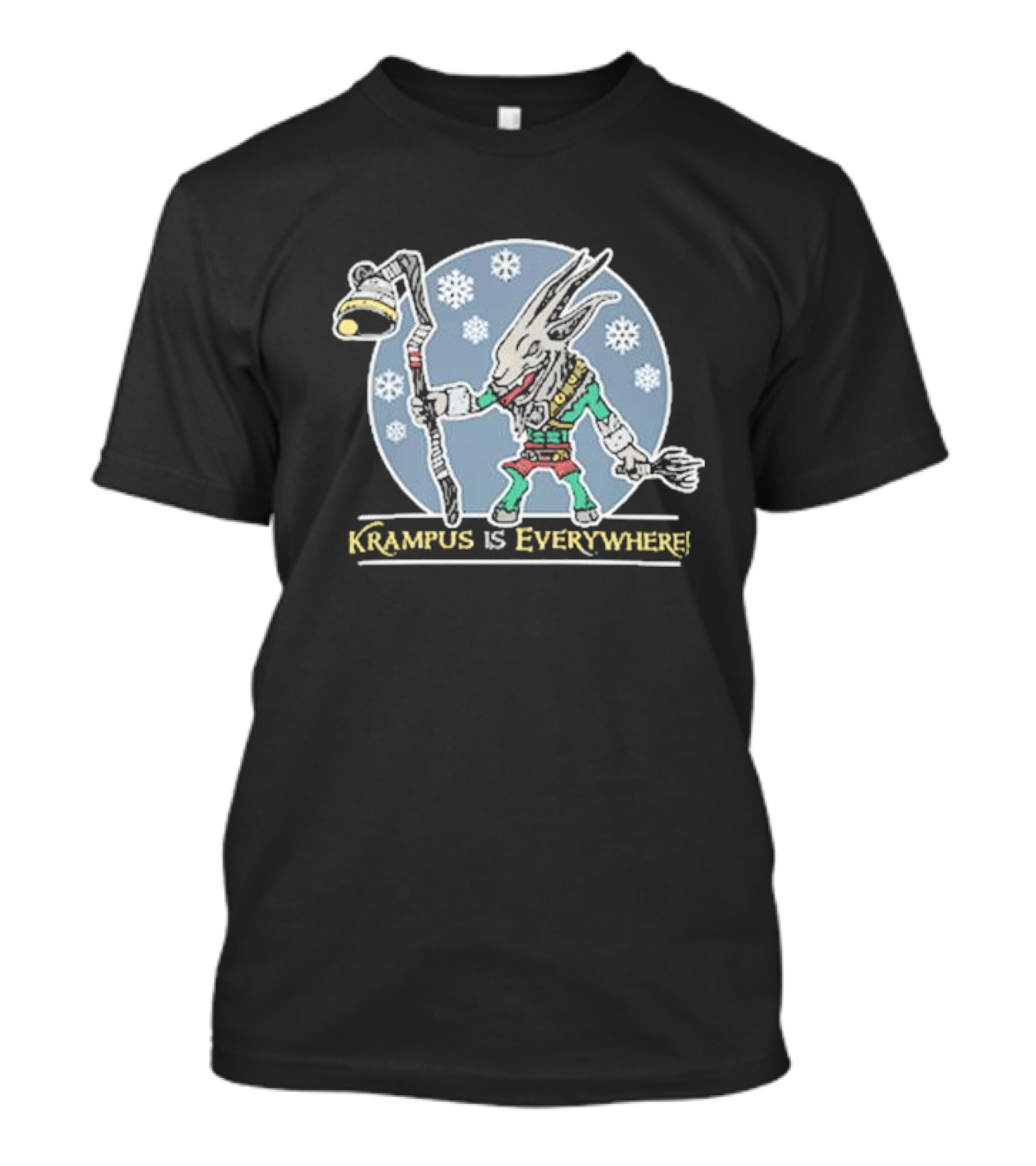 Krampus Is Everywhere Snowy Horror Christmas T-Shirt