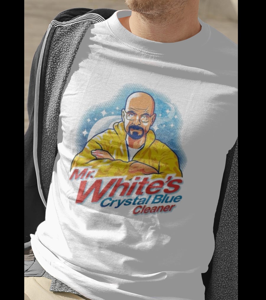 Mr. White's Crystal Blue Cleaner Breaking Bad Iconic Yellow Jacket Character T-Shirt