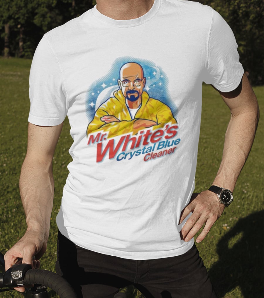 Mr. White's Crystal Blue Cleaner Breaking Bad Iconic Yellow Jacket Character T-Shirt