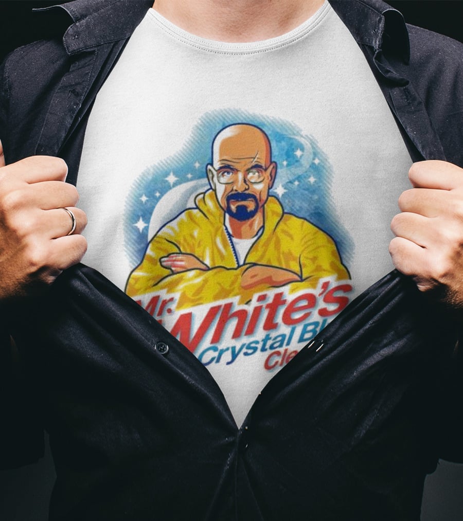 Mr. White's Crystal Blue Cleaner Breaking Bad Iconic Yellow Jacket Character T-Shirt