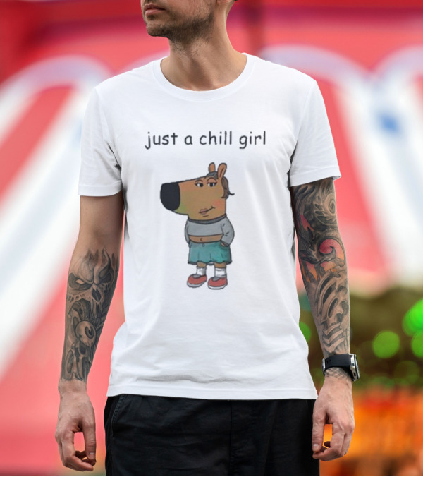 Premium T-Shirt: just a chill girl sweatshirt wearing character with crossed arms and sneakers T-Shirt just a chill girl sweatshirt wearing character with crossed arms and sneakers T-Shirt