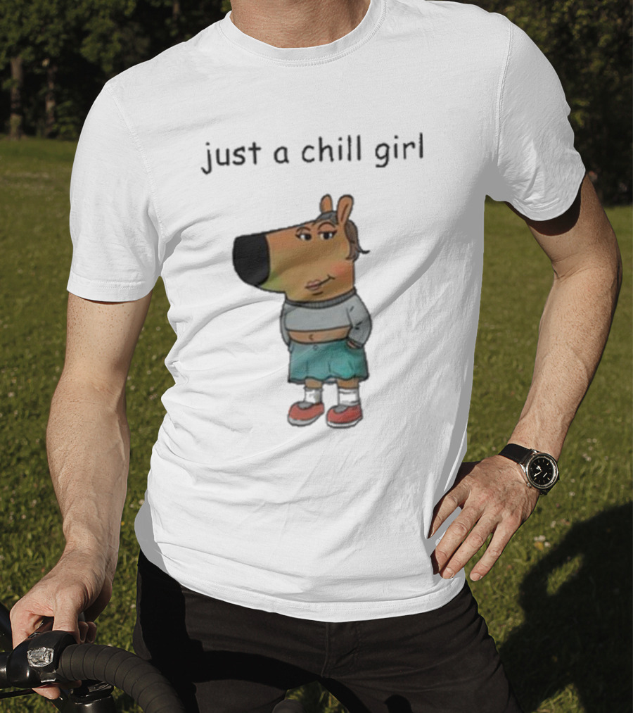 Just A Chill Girl Wearing Character With Crossed Arms And Sneakers T-Shirt