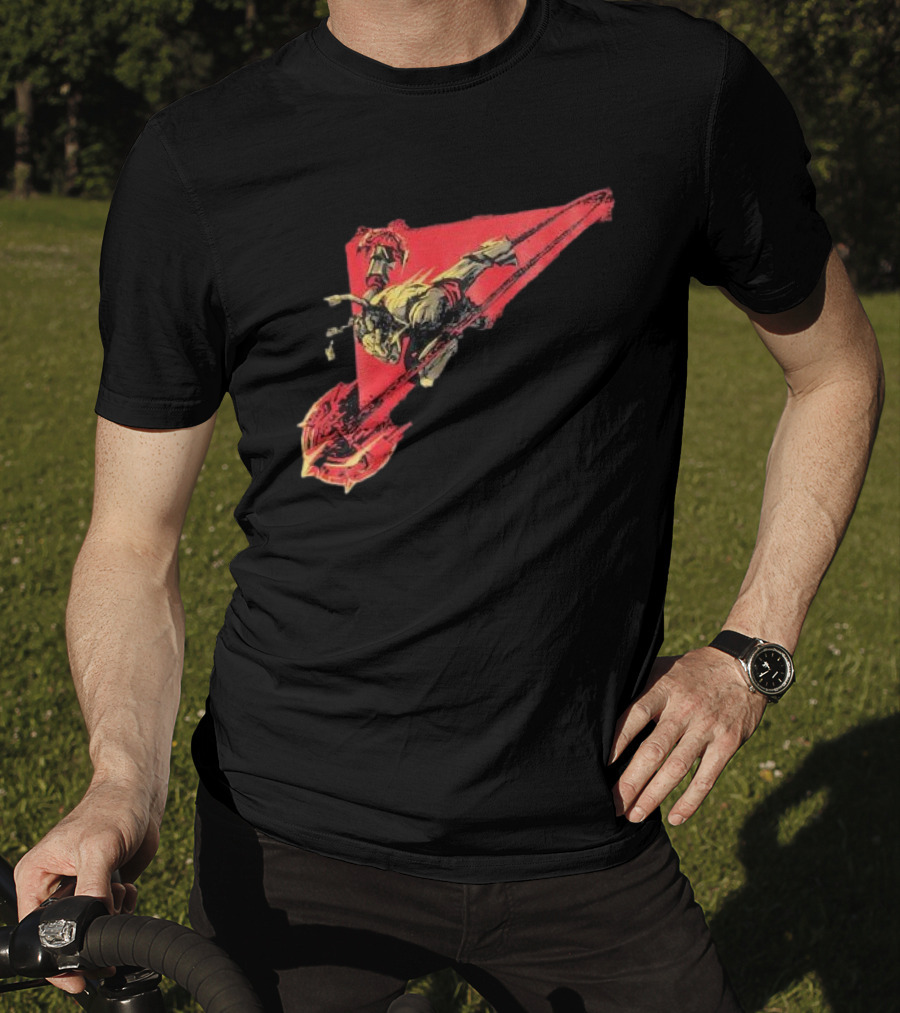 Arcane Ambessa Warrior Riding Battle Axe On Red Triangular Path T-Shirt