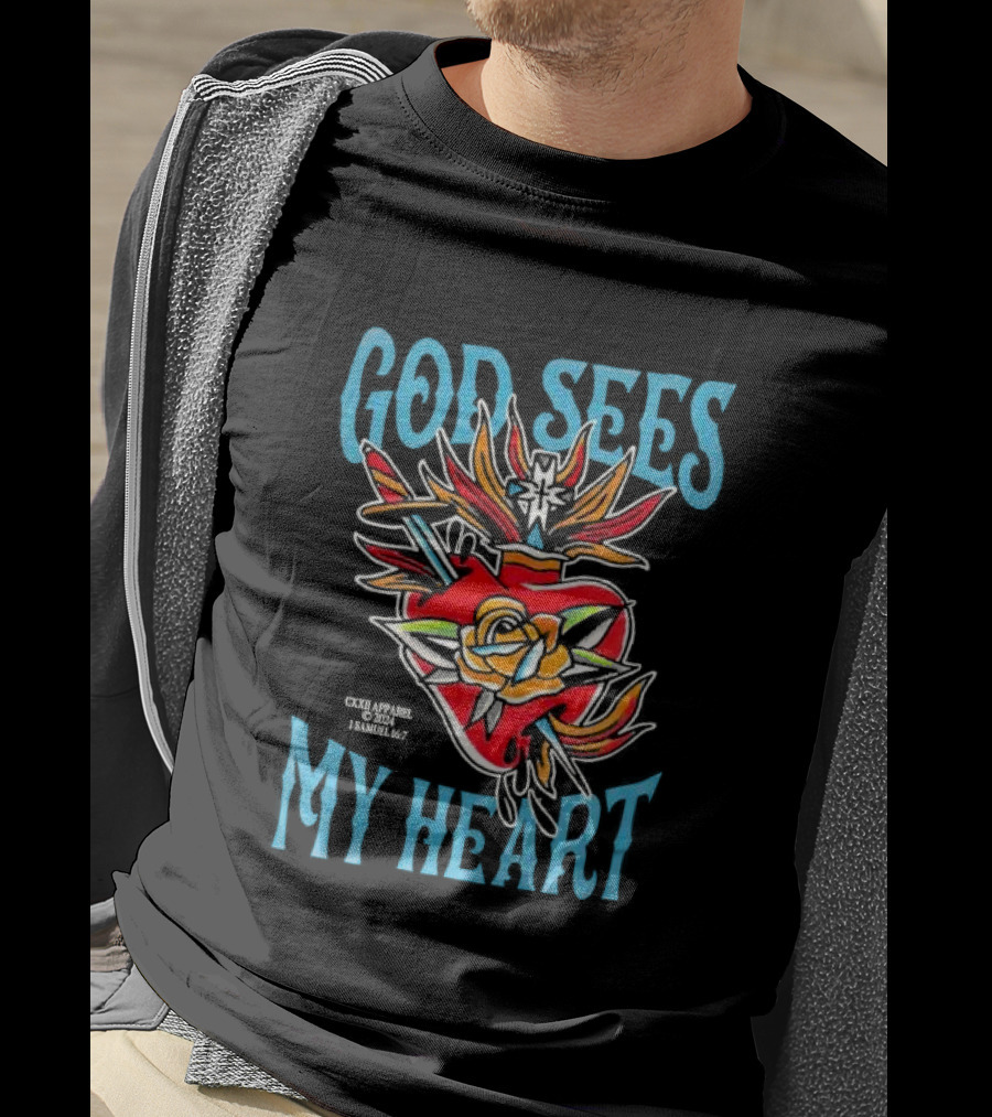 God Sees My Heart Sacred Rose 1 Samuel 16:7 Bright Traditional T-Shirt