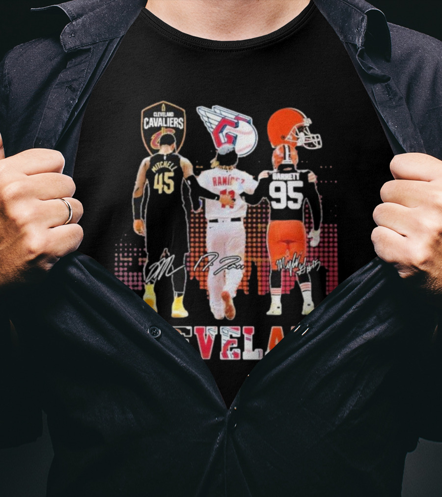 Cleveland Cavaliers Guardians Browns Mitchell Ramírez Garrett Signatures T-Shirt