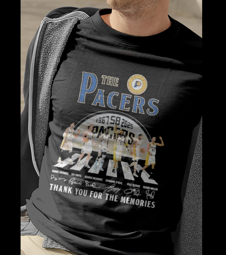The Pacers 1967-2025 Thank You For The Memories Danny Granger Rik Smits George McGinnis Jermaine O'Neal Paul George Reggie Miller T-Shirt
