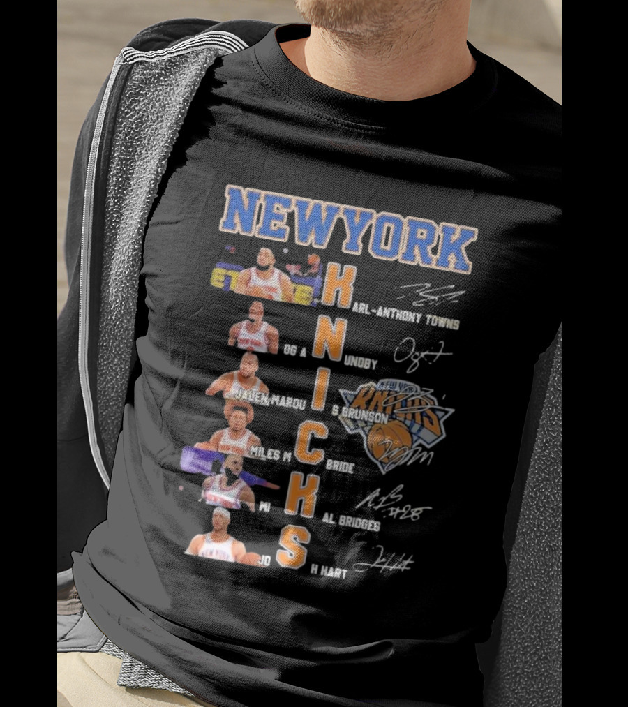 New York Knicks Karl-Anthony Towns OG Anunoby Jalen Brunson Miles McBride Mikal Bridges Josh Hart Signature Players T-Shirt
