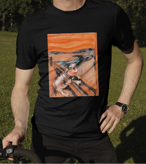 Scared Moo Deng Meme Scream T-Shirt