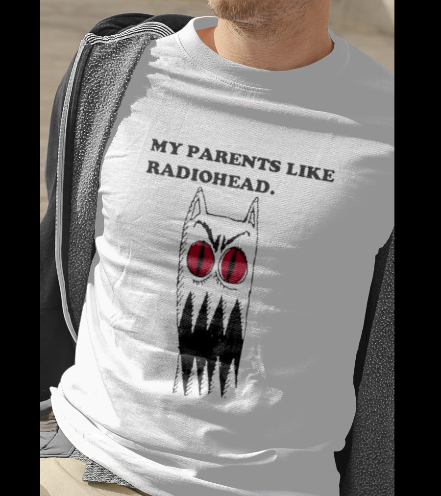 MY PARENTS LIKE RADIOHEAD Red Eyed Monster Drawing T-Shirt