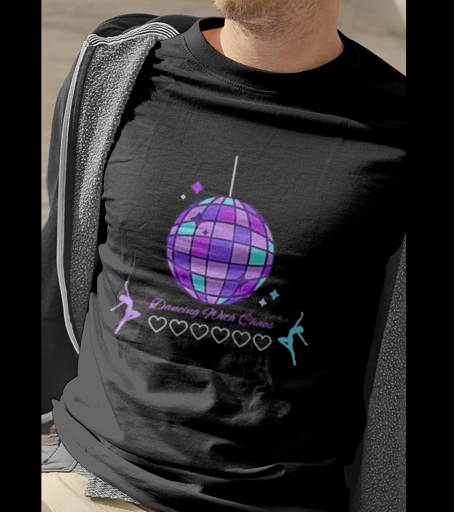 Dancing With Chaos Purple Disco Ball Icons And Dancers T-Shirt