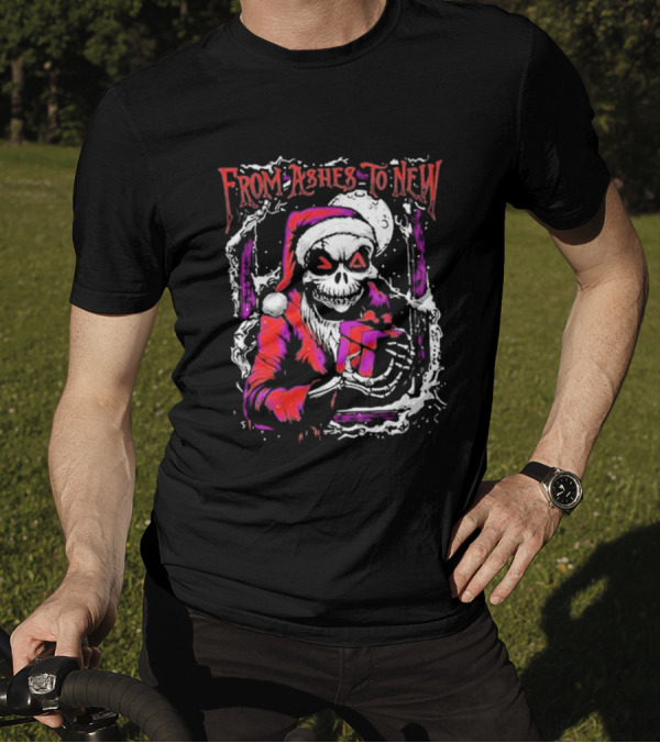 From Ashes To New 2024 Nightmare Before Christmas Santa Skull T-Shirt