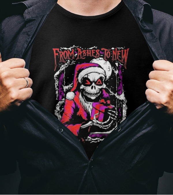 From Ashes To New 2024 Nightmare Before Christmas Santa Skull T-Shirt