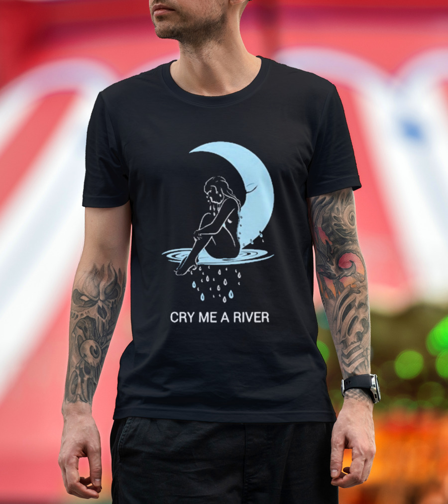 Sean Robinson Cry Me A River Sitting Figure Moon and Water Droplets T-Shirt