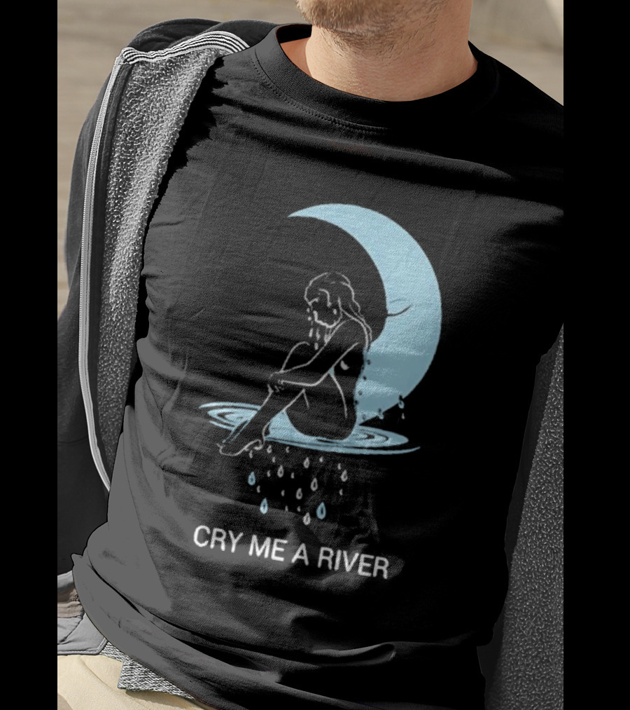 Sean Robinson Cry Me A River Sitting Figure Moon And Water Droplets T-Shirt