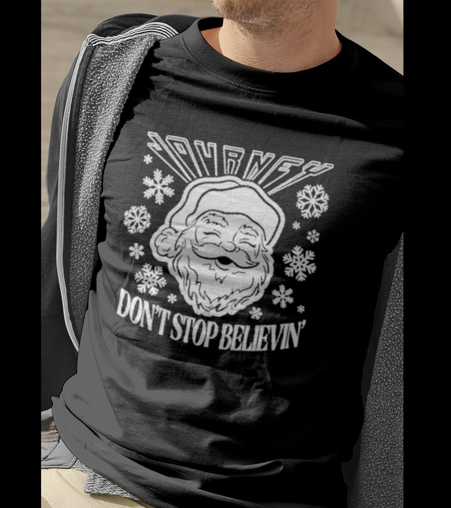 Journey Santa Don't Stop Believin' Snowflakes Holiday Tour T-Shirt
