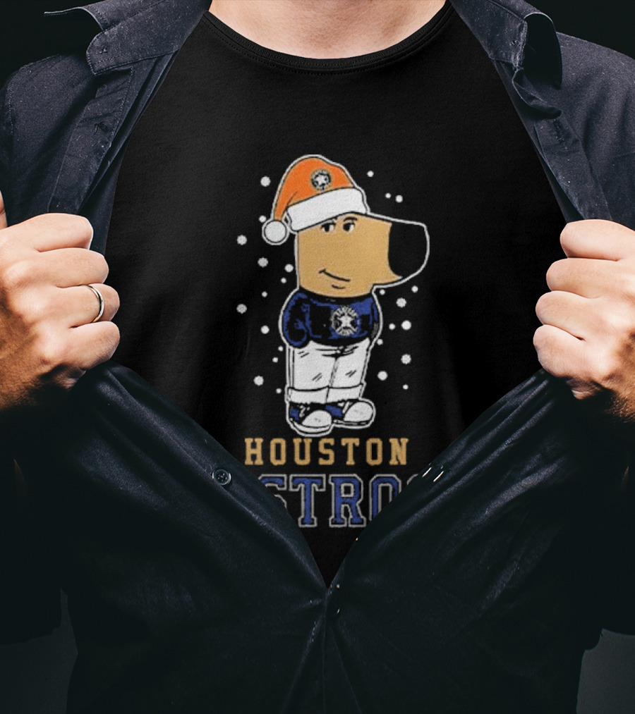 Houston Astros Christmas Santa Dog Mascot T-Shirt
