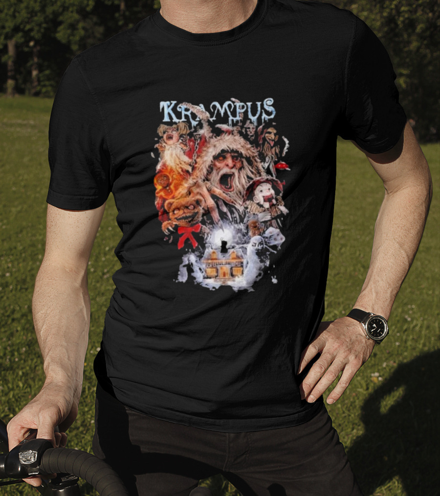 Krampus You Better Watch Out Holiday Horror Icons Christmas Monster Scene T-Shirt