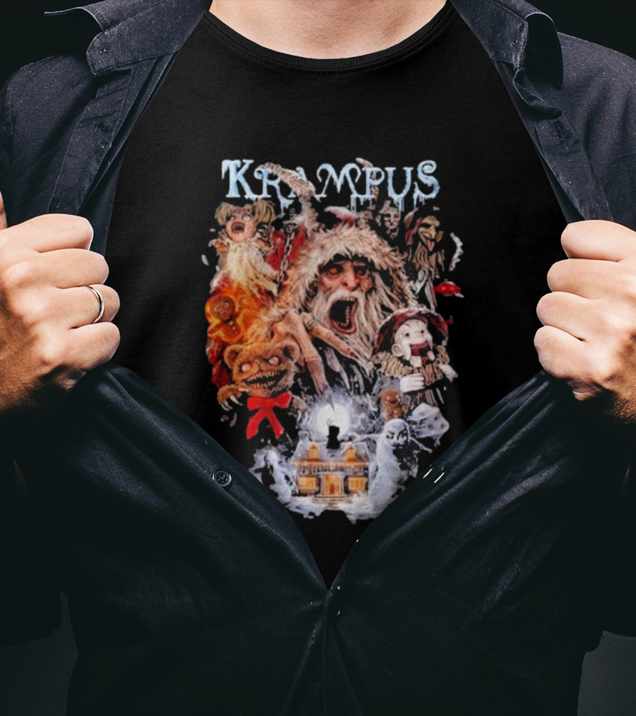 Krampus You Better Watch Out Holiday Horror Icons Christmas Monster Scene T-Shirt