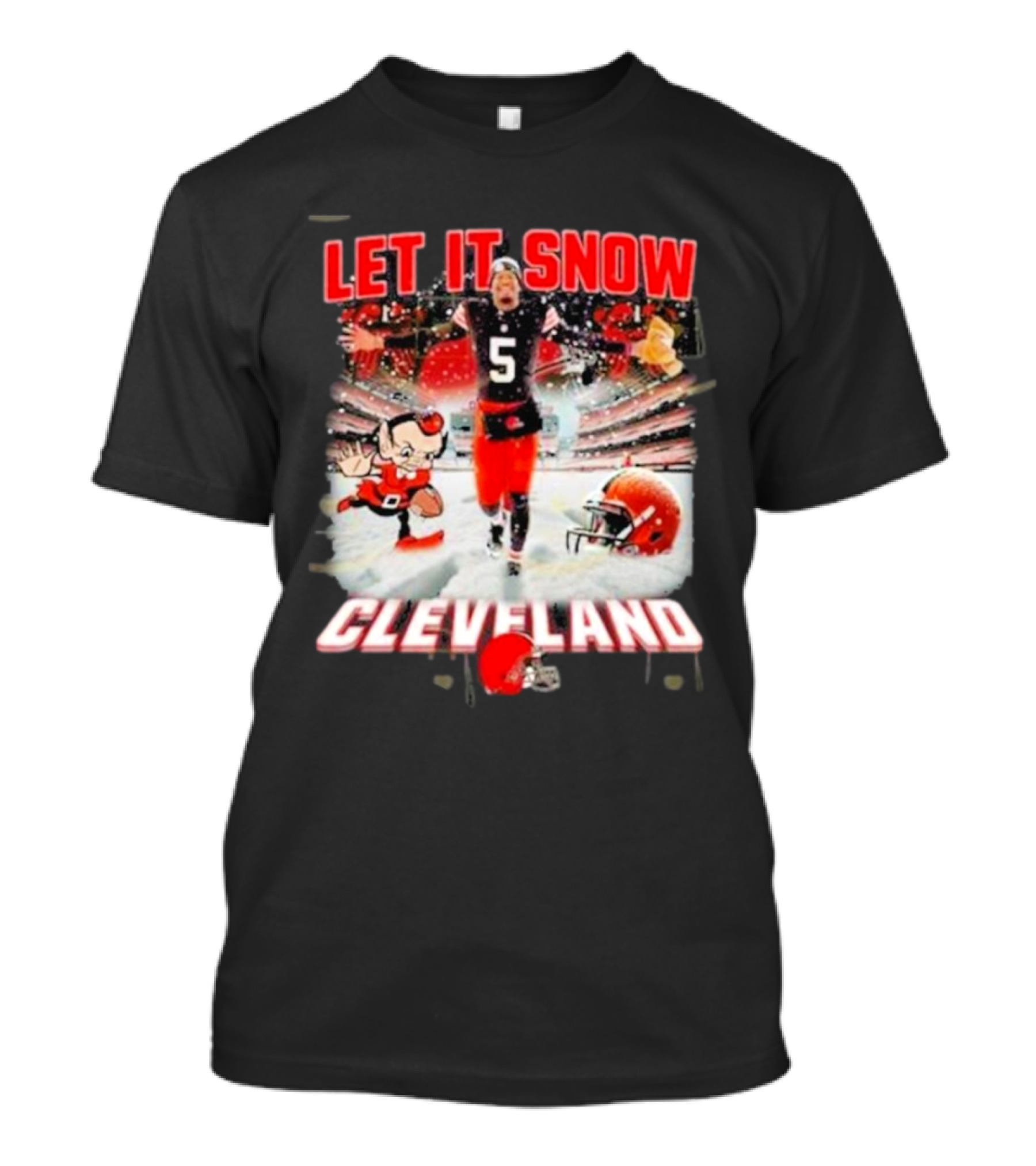 Let It Snow Cleveland Browns Football Helmet T-Shirt