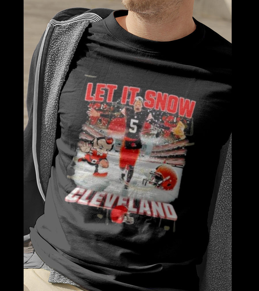 Let It Snow Cleveland Browns Football Helmet T-Shirt