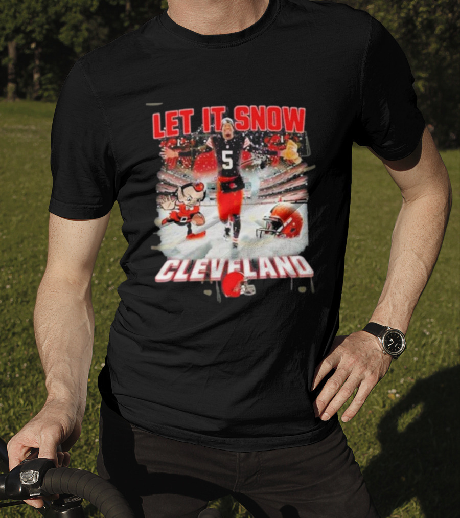 Let It Snow Cleveland Browns Football Helmet T-Shirt