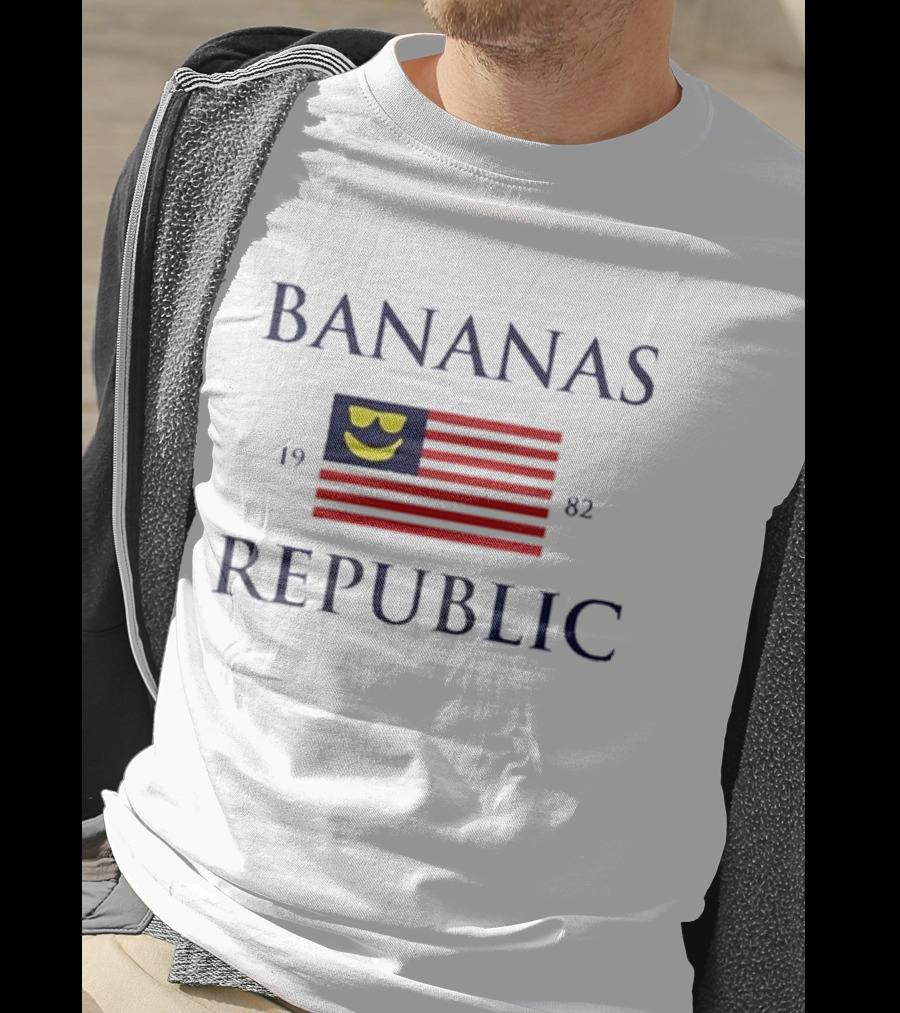 Bananas Republic 1982 Flag With Sunglasses Emoji T-Shirt