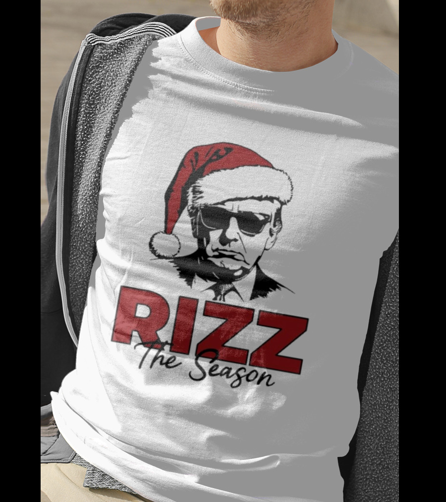 Rizz The Season Santa Hat Sunglasses Christmas T-Shirt