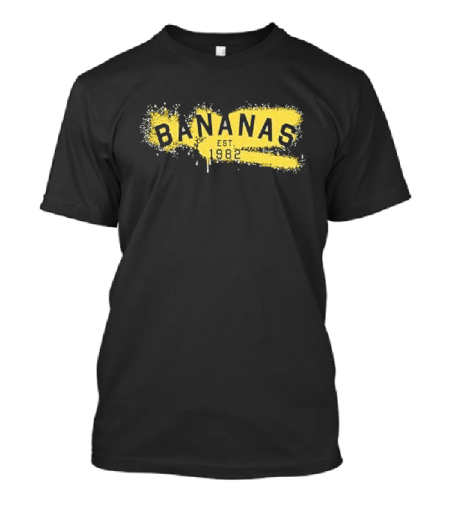Bananas Est 1982 Vintage Graffiti Style Yellow Brushstroke T-Shirt