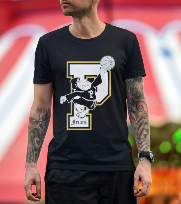 Premium T-Shirt: P Friars Basketball Dunking Mascot T-Shirt P Friars Basketball Dunking Mascot T-Shirt