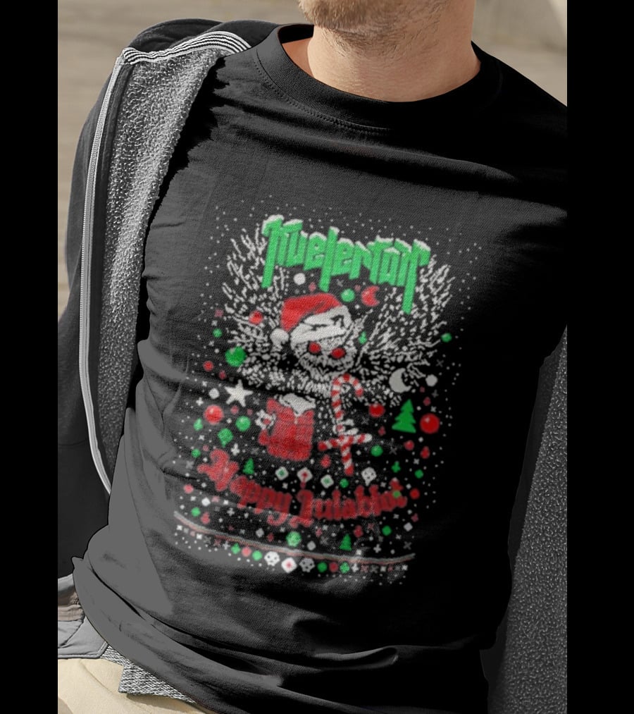 Kvelertak Happy Julablot Christmas Sweater Santa Skull Wings Holiday T-Shirt