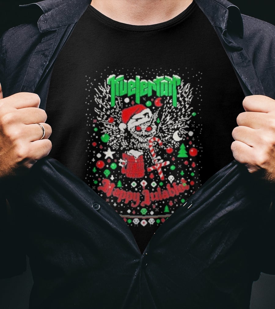 Kvelertak Happy Julablot Christmas Sweater Santa Skull Wings Holiday T-Shirt