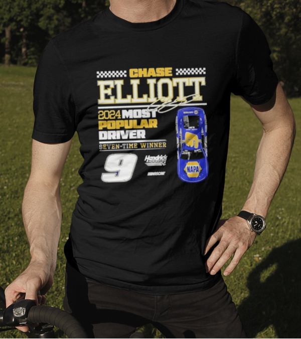 Chase Elliott 2024 Most Popular Driver Seven-Time Winner Hendrick Motorsports NASCAR 9 NAPA T-Shirt