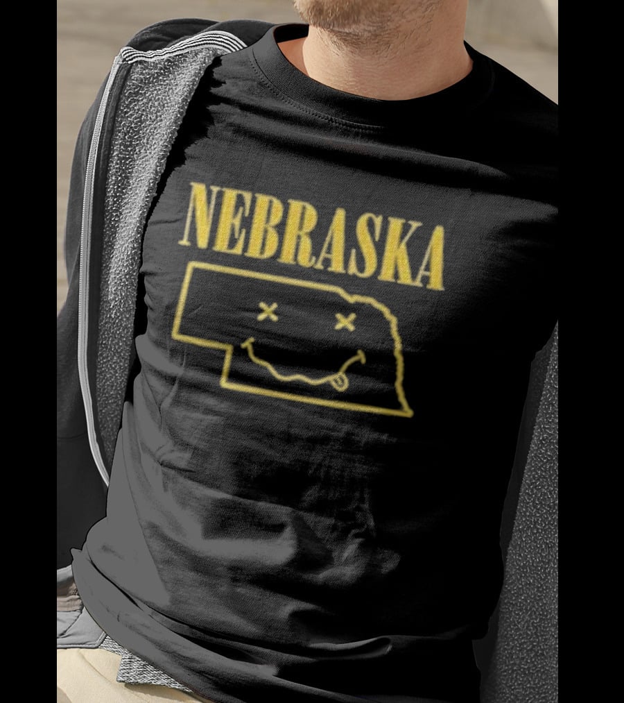 Nebraska Map With Smiley Face Iconic T-Shirt