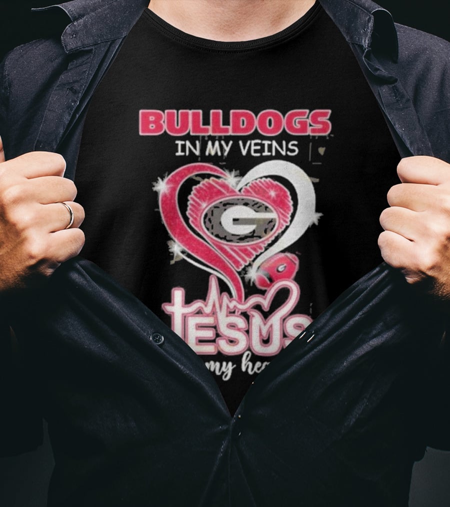 Bulldogs In My Veins Jesus In My Heart Georgia Bulldogs T-Shirt