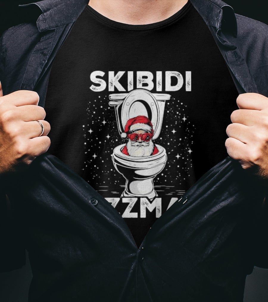 Skibidi Rizzmas Toilet Santa White Elephant Christmas T-Shirt