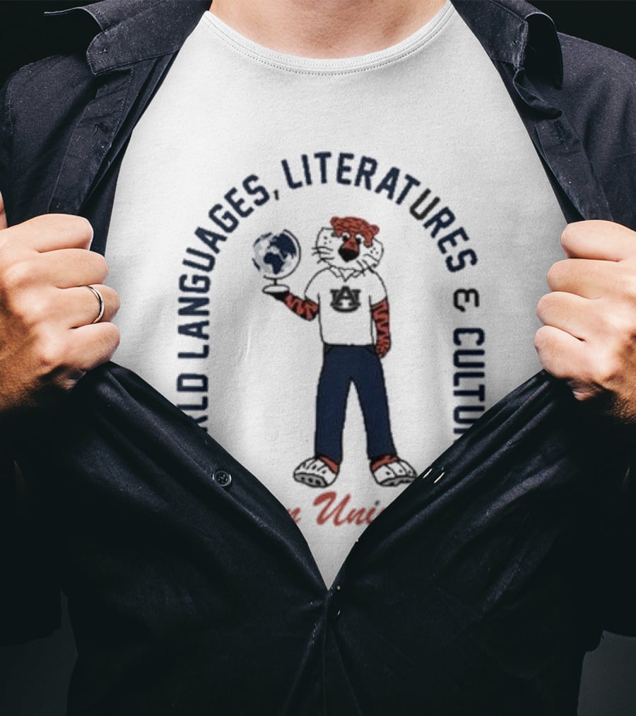 Auburn University World Languages Literatures And Cultures Aubie With Globe T-Shirt