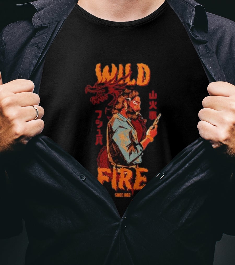 WILD FIRE SINCE 1982 Dragon And Man T-Shirt