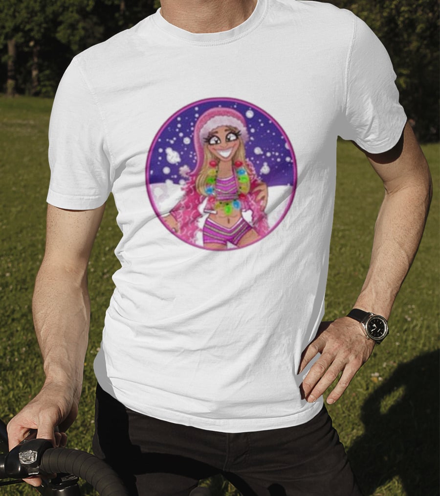 Merry Brittmas Wrestling Funny Christmas Outfit Santa Hat Cartoon T-Shirt