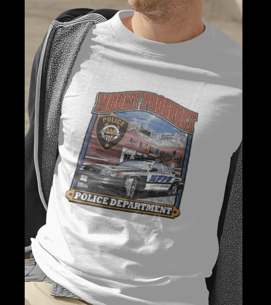 Mount Prospect Police Department Illinois Badge And Patrol Car T-Shirt