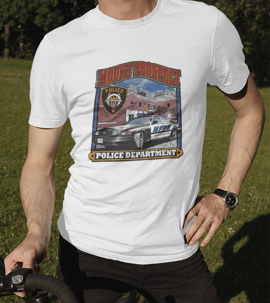 Mount Prospect Police Department Illinois Badge And Patrol Car T-Shirt