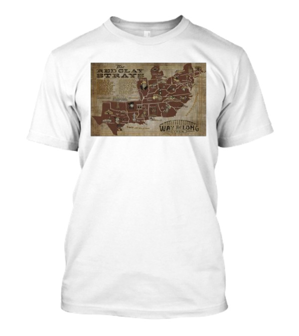 The Red Clay Strays Way Too Long Tour Map T-Shirt