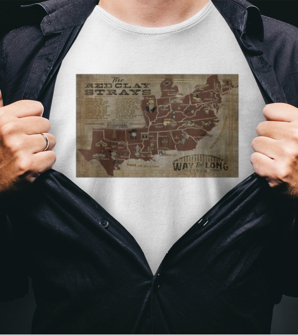 The Red Clay Strays Way Too Long Tour Map T-Shirt