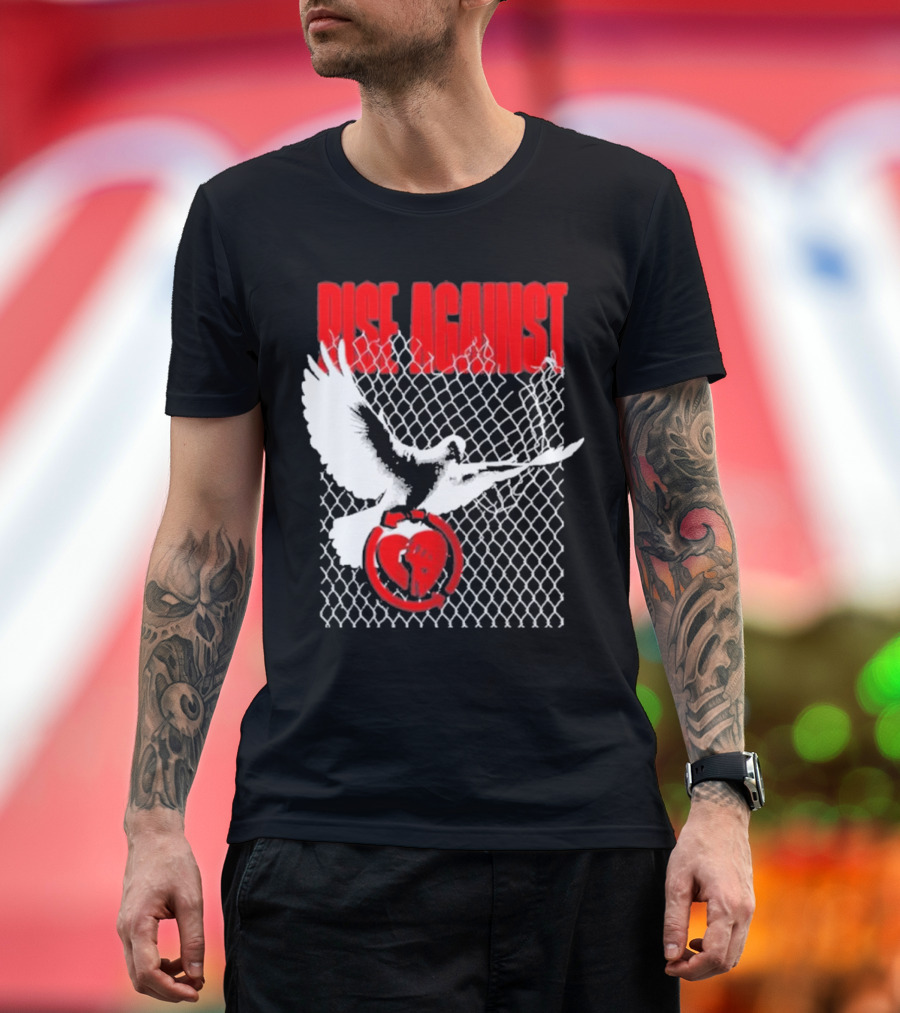 Rise Against Caged Dove Heart Symbol T-Shirt