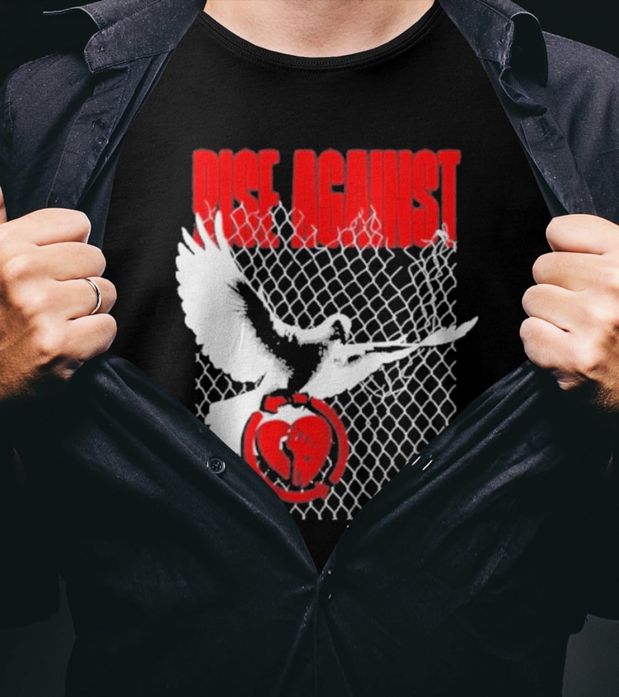 Rise Against Caged Dove Heart Symbol T-Shirt