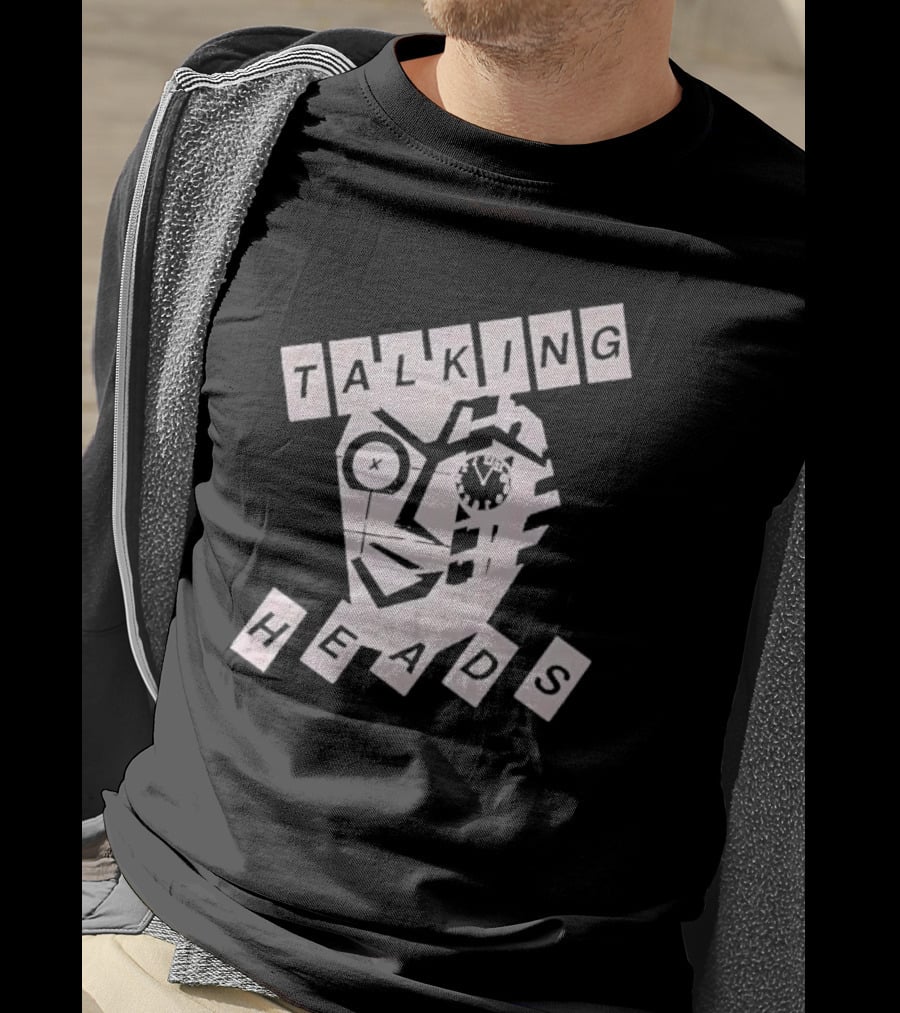 TALKING HEADS Face Art With Text Blocks T-Shirt