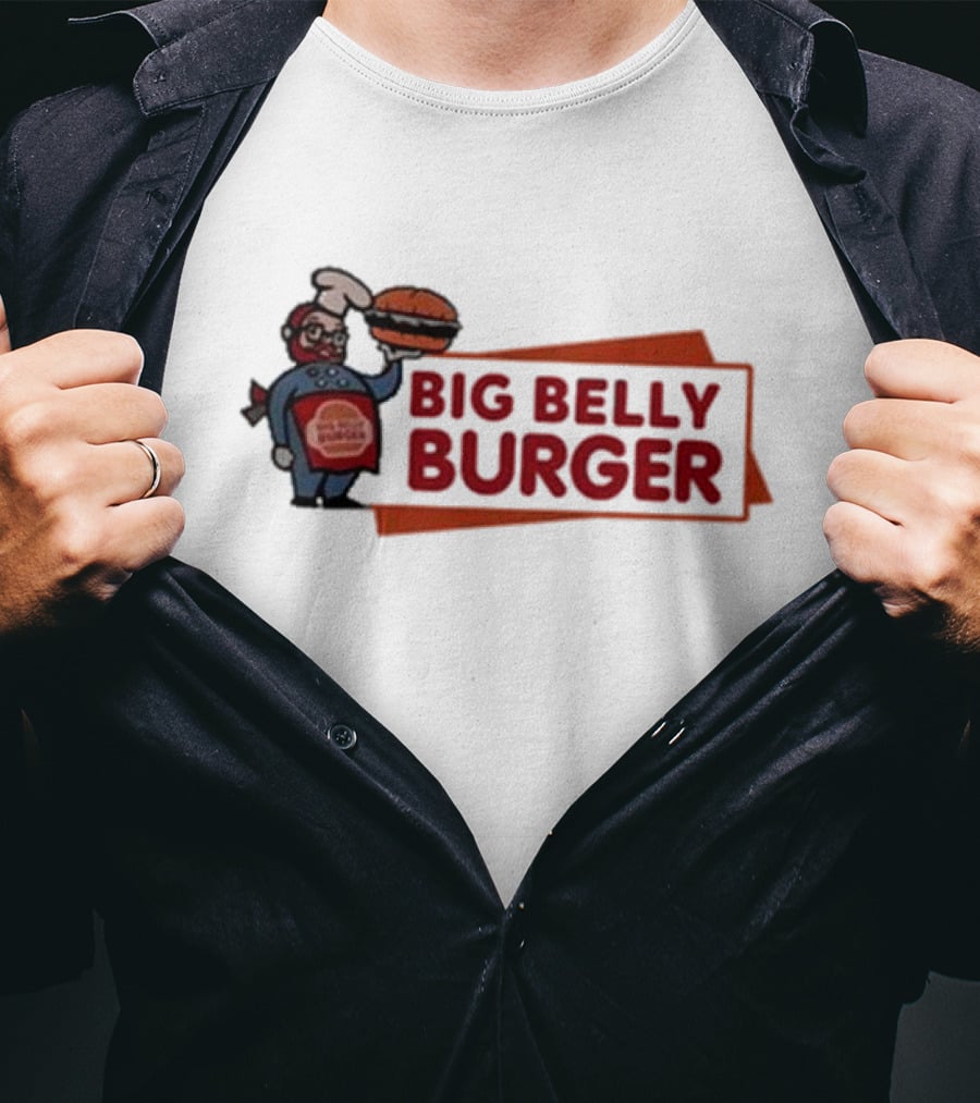 Big Belly Burger Logo With Chef Holding Burger T-Shirt