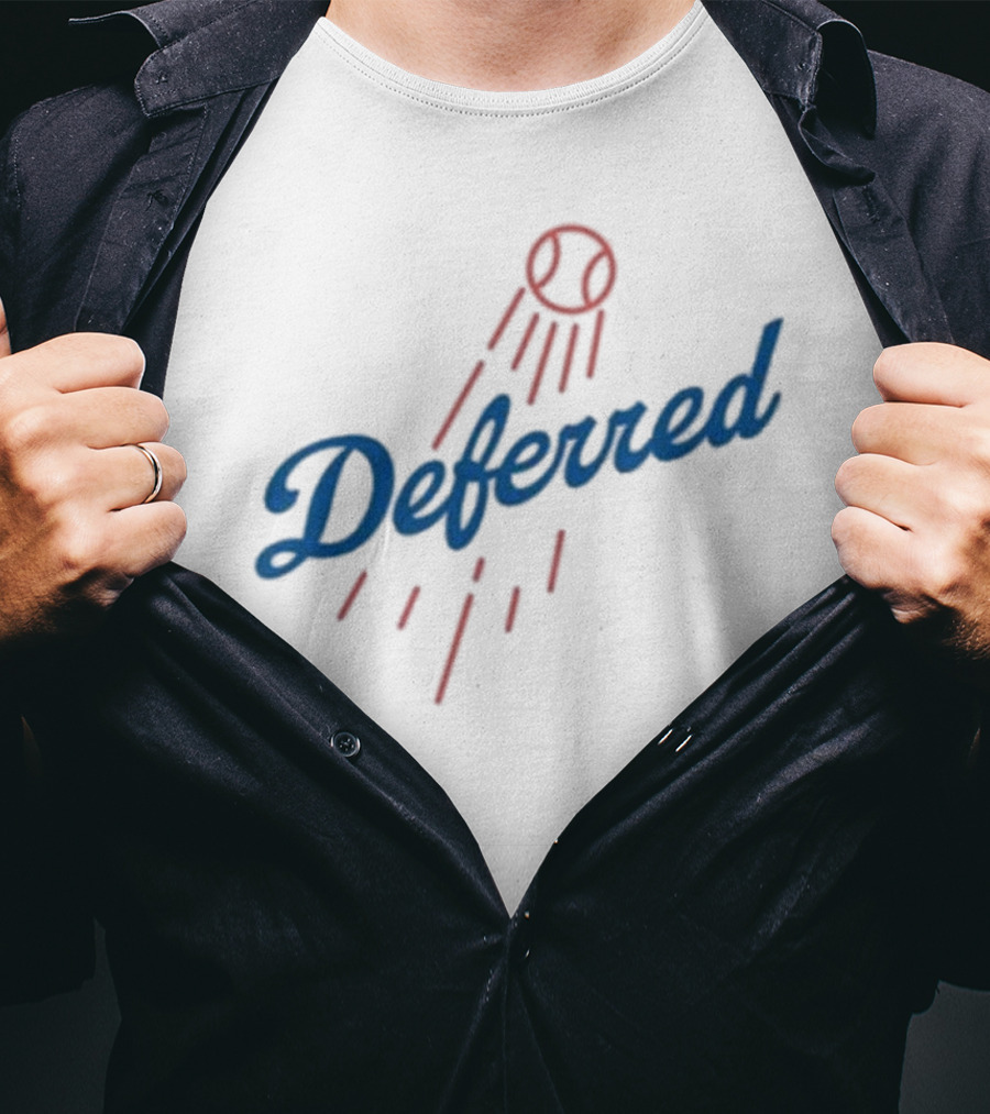Dodgers Deferred Baseball Script With Baseball T-Shirt
