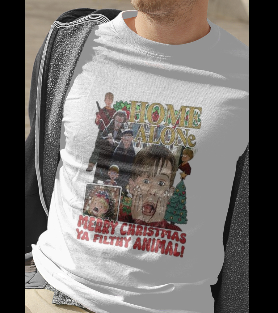 Home Alone Merry Christmas Ya Filthy Animal Kevin McCallister Holiday Movie Collage T-Shirt