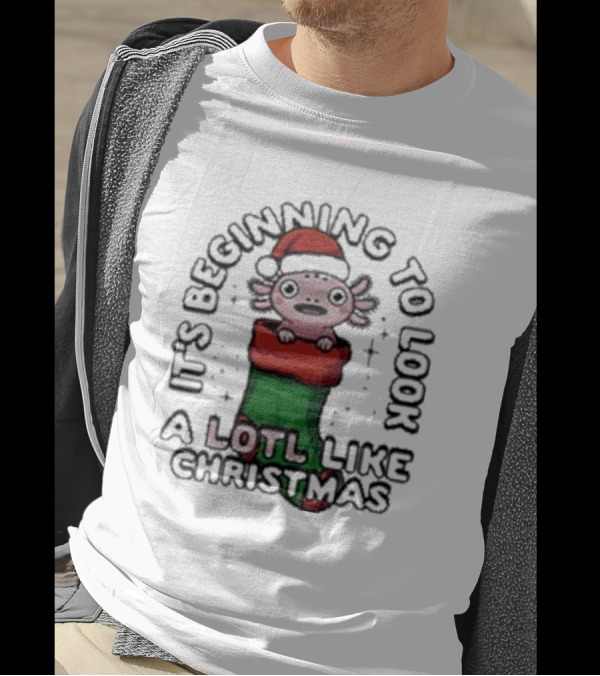 It’s Beginning To Look A Lotl Like Christmas 2024 Axolotl Santa Stocking T-Shirt