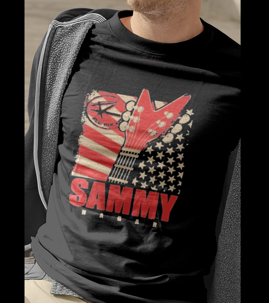 Sammy Hagar Red Rocker American Flag Guitar T-Shirt
